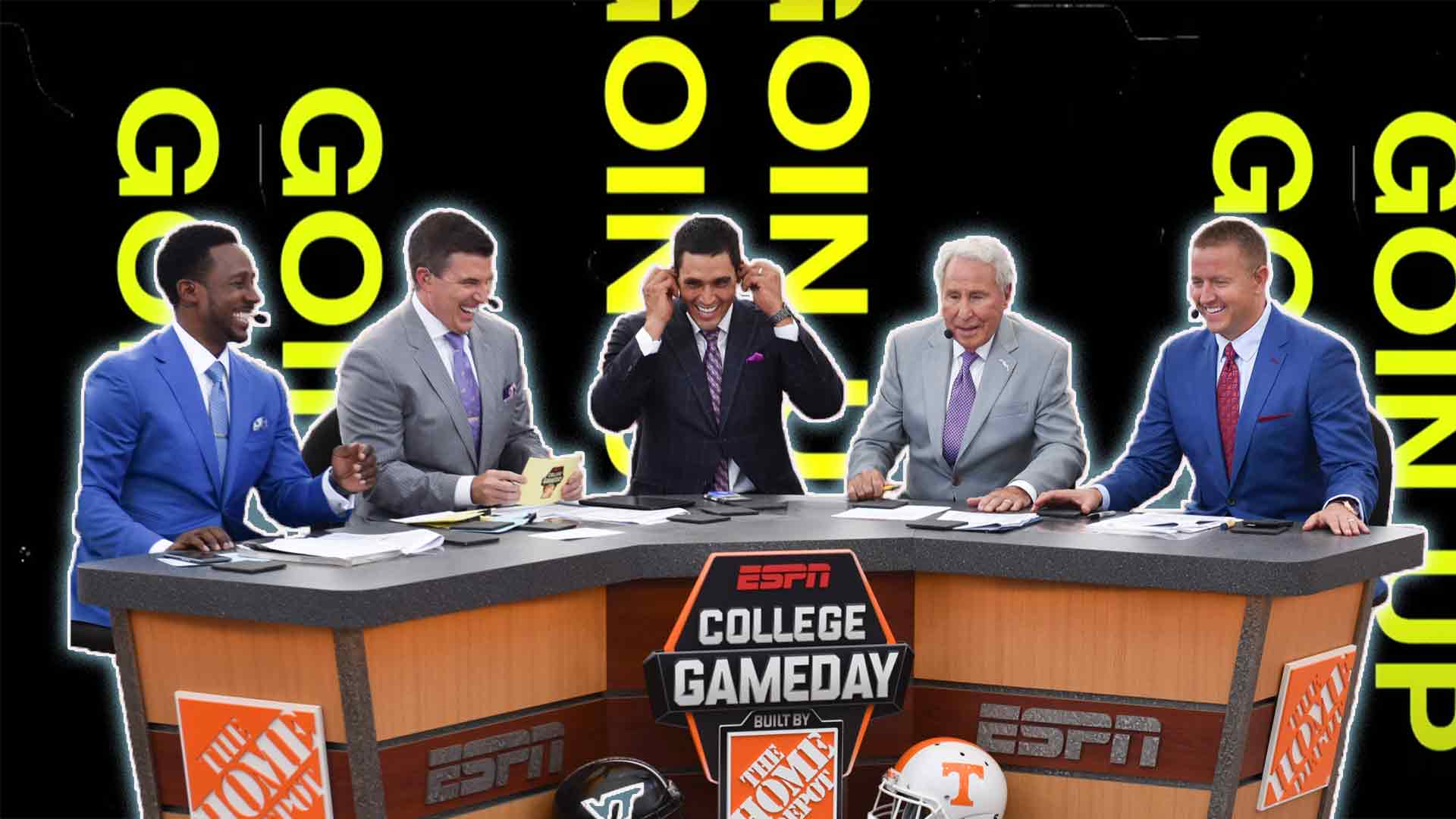 College Game Day Panel Cut Out on a Background from the Social Club Misfits Lyric Video of their song "UP!"