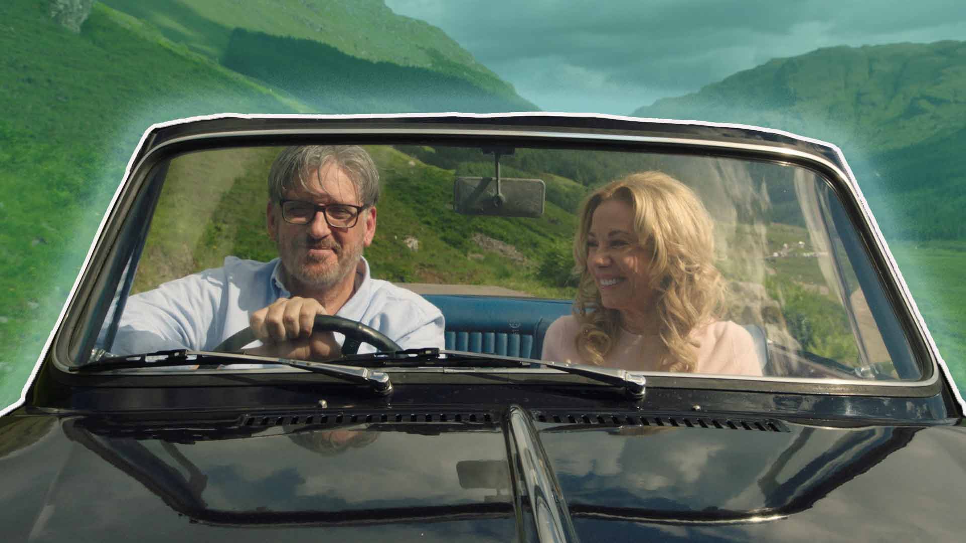 Kathie Lee Gifford and Craig Ferguson Drive in a car during a scene in the Then Came You movie trailer