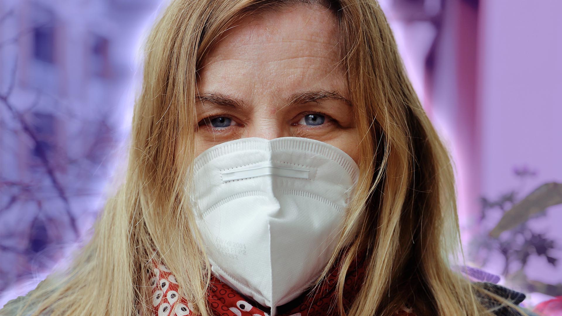 Woman with a mask has coronavirus